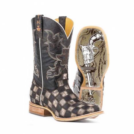 Tin Haul Mens Boots - Gun Metal Check With Gunslinger Sole