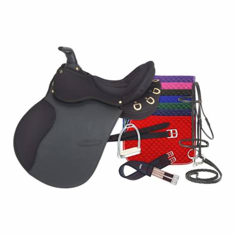 Eclipse by Tough1 Pro Am Synthetic Trail/Endurance Saddle With Horn - 6 Piece