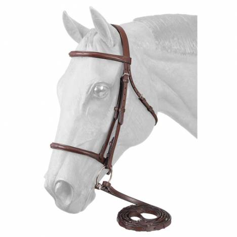 EquiRoyal Premium Leather Raised Snaffle Bridle Fancy Stitched With Laced Reins Cob