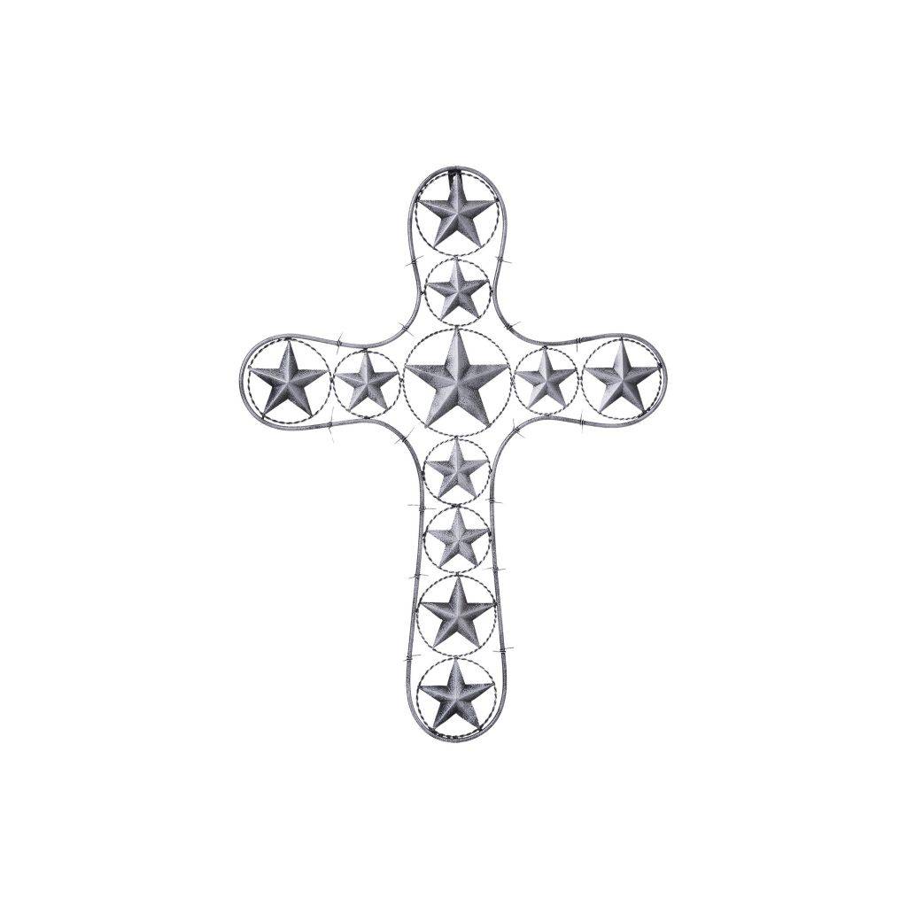 Tough-1 Cross With Stars And Barbwire Detail