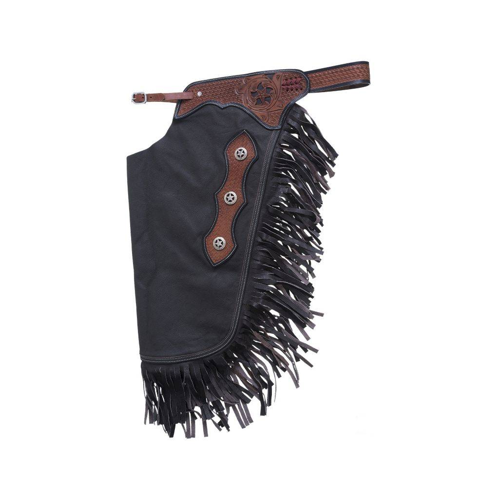 Tough1 Premium Smooth Leather Chinks with Basketweave Filigree