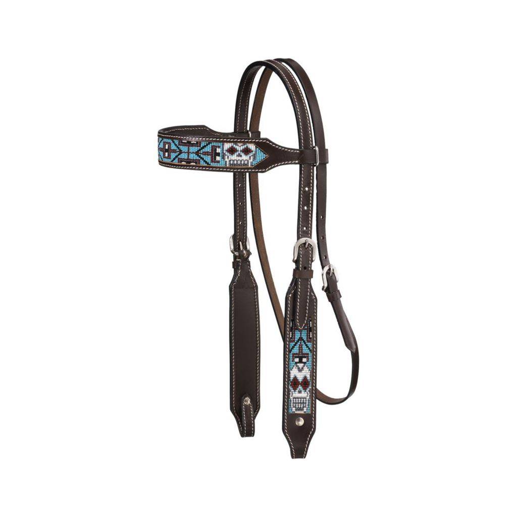 Tough-1 Beaded Sugar Skull Brow Headstall