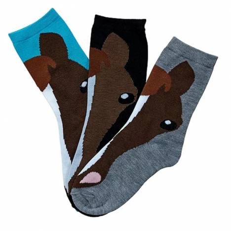 AWST Int'l Ladies Horse Face Crew Socks - 3-Pack