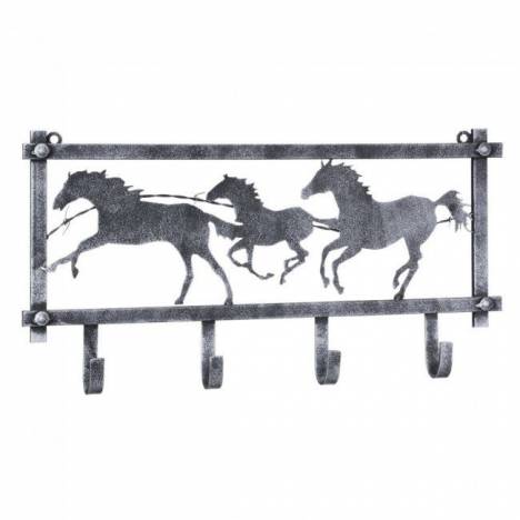 Tough1 Horses And Barbwire Wall Rack In Hammered Finish