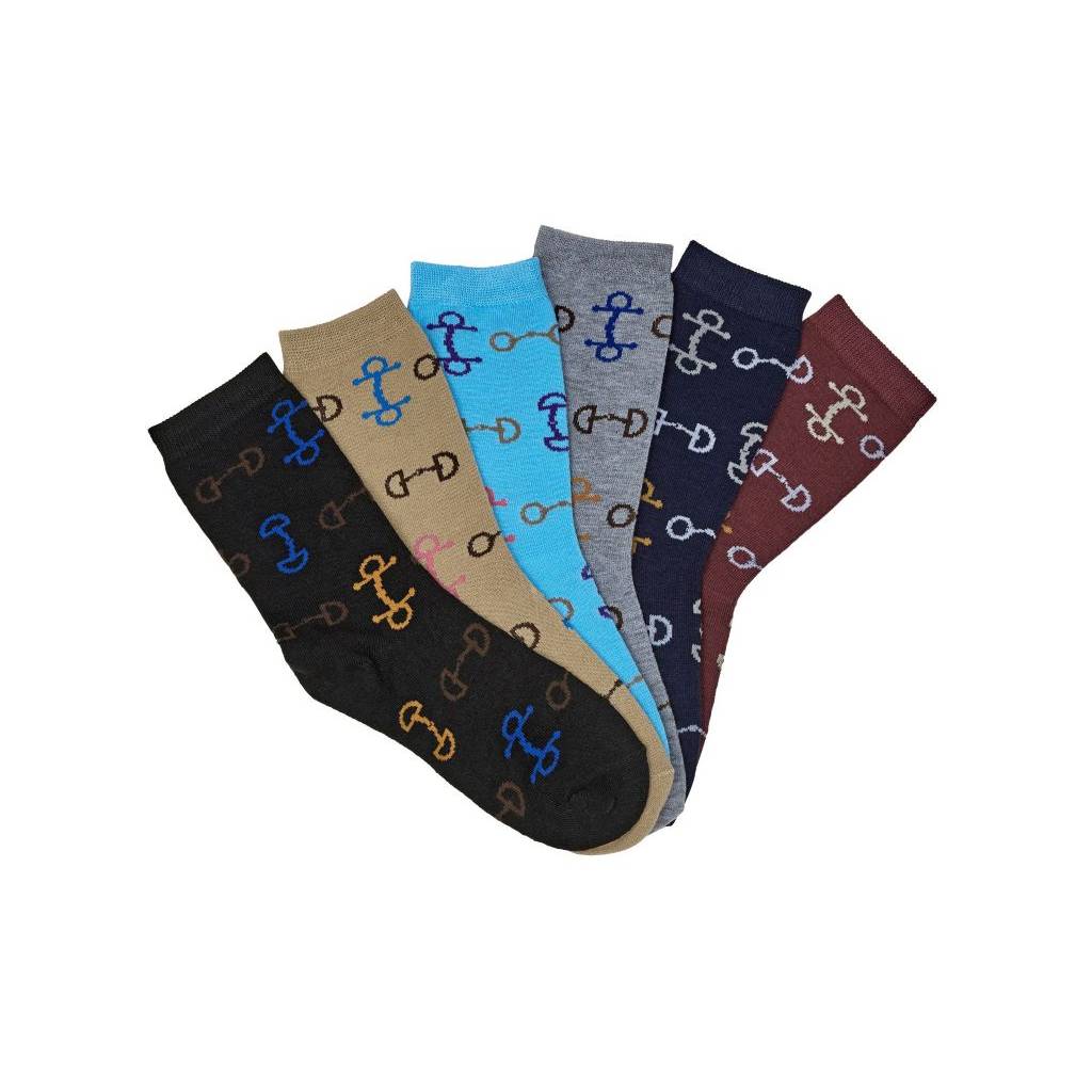 AWST Int'l Ladies' "Lila" Snaffle Bits Crew Socks- 6 Pack