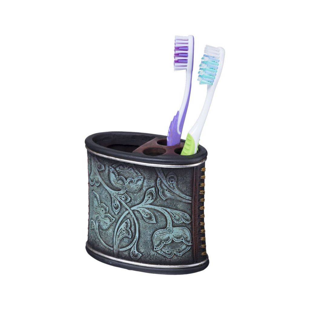 Toothbrush Holder Turq Flowers