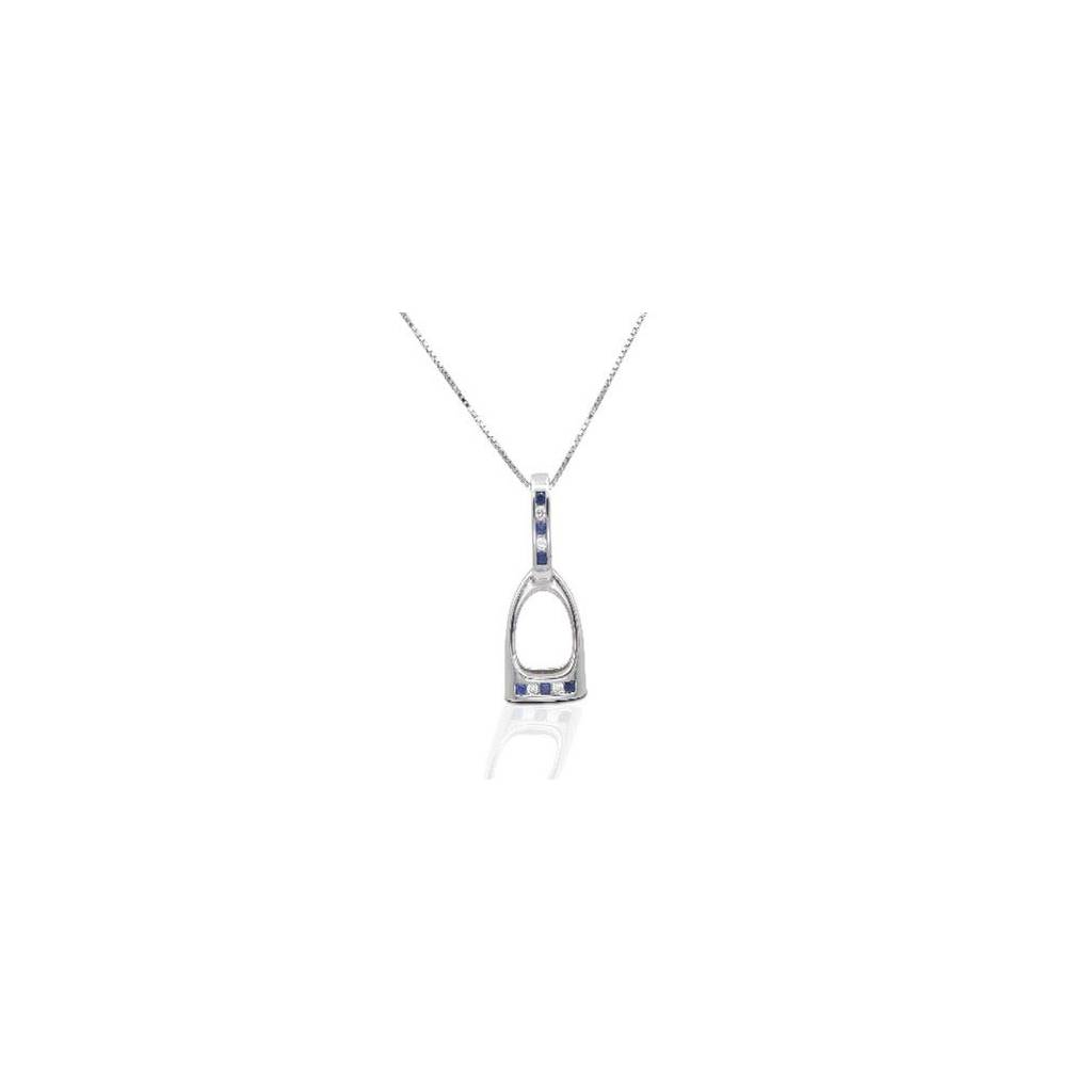 Kelly Herd Blue and Clear English Stirrup Necklace