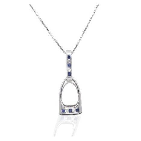 Kelly Herd Blue and Clear English Stirrup Necklace