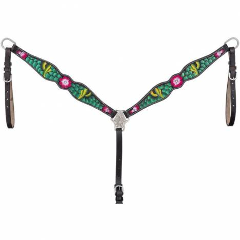 Tough1 Cactus/Pink Flower Breast Collar