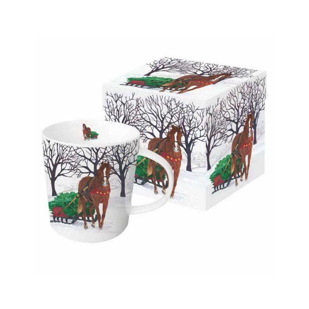 Winter Sleigh Horse Boxed Mug