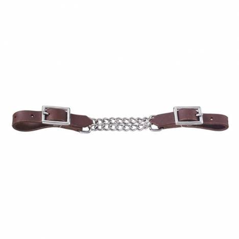 Tough1 Harness Leather Curb with Double Chain