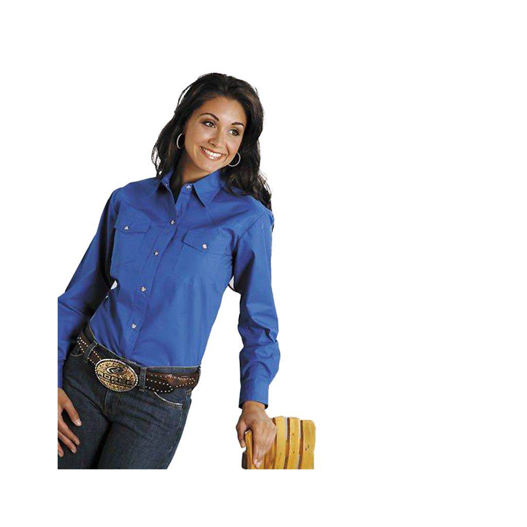 Roper Poplin Shirt - Ladies, Long Sleeve, Royal