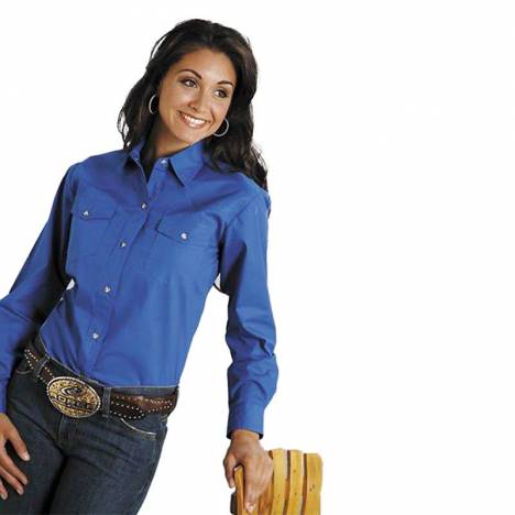 Roper Poplin Shirt - Ladies, Long Sleeve, Royal