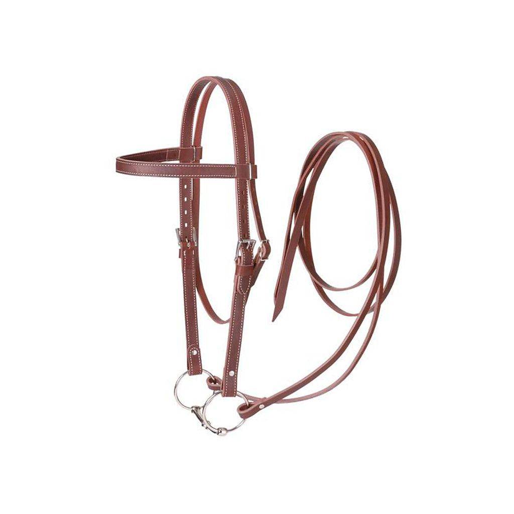 Tough-1 Western Leather Browband Draft Bridle