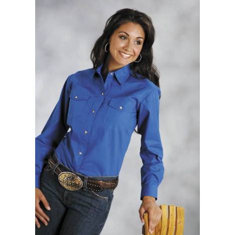 Roper Poplin Shirt - Ladies, Long Sleeve, Royal