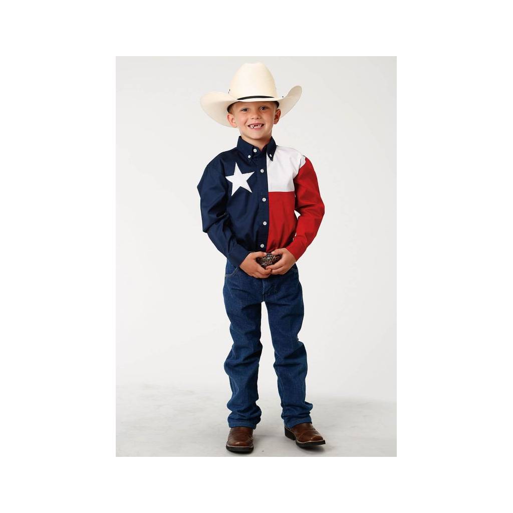 Roper Texas Pieced Flag Western Shirt - Boys