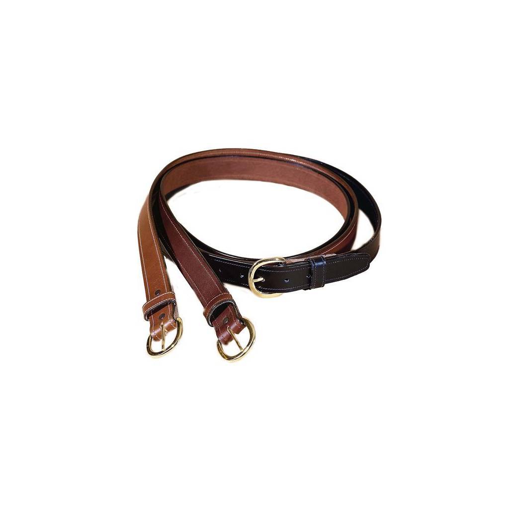 Tory Leather 1 1/4" Stitched Belt with Brass Buckle