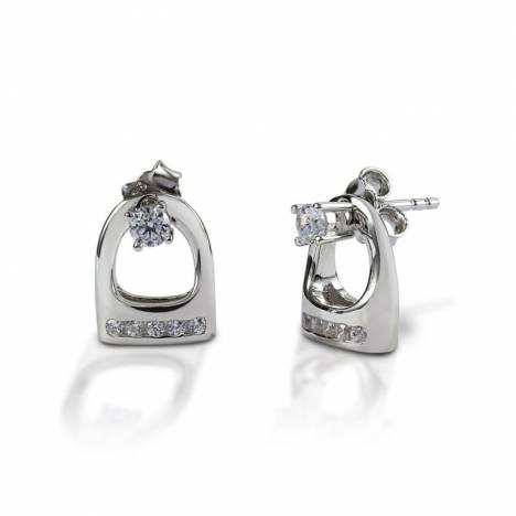 Kelly Herd Stud Earrings with Small English Stirrup Jackets - Sterling Silver