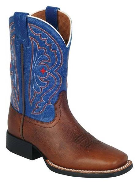 Ariat Quickdraw Western Boots - Kids - Brown/Royal Blue