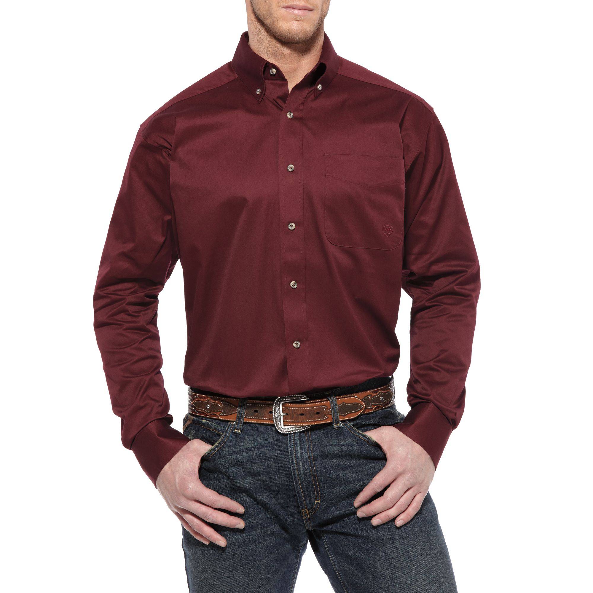 Ariat Twill Shirt - Mens, Burgundy