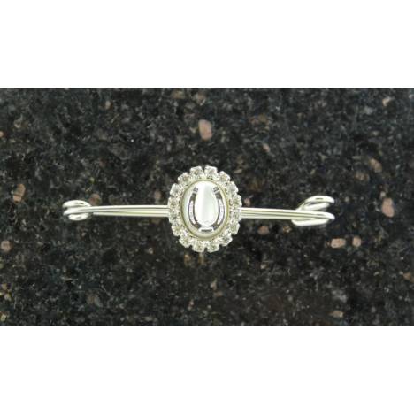 Finishing Touch Mother of Pearl Oval Stock Pin with Horseshoe & Rhinestones
