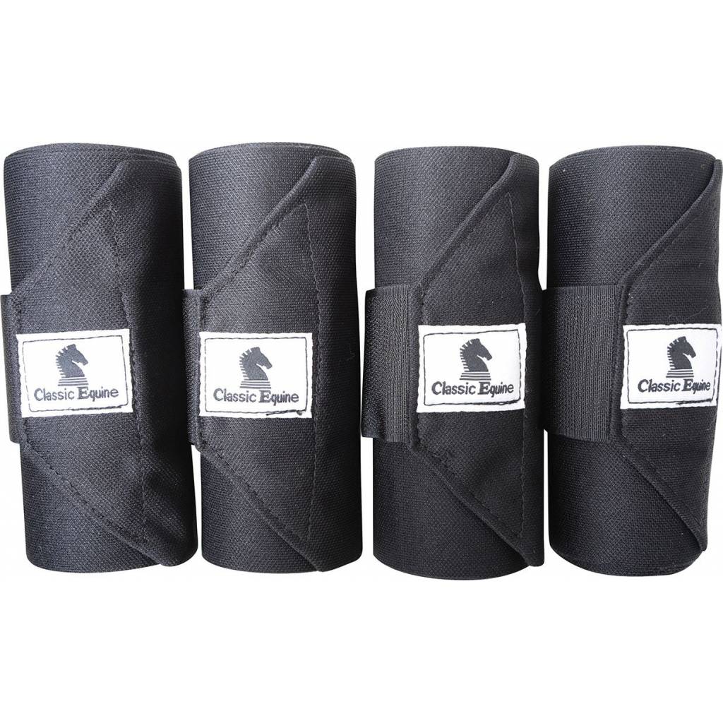 Classic Equine Standing Wrap Bandage - Black, Set of 4