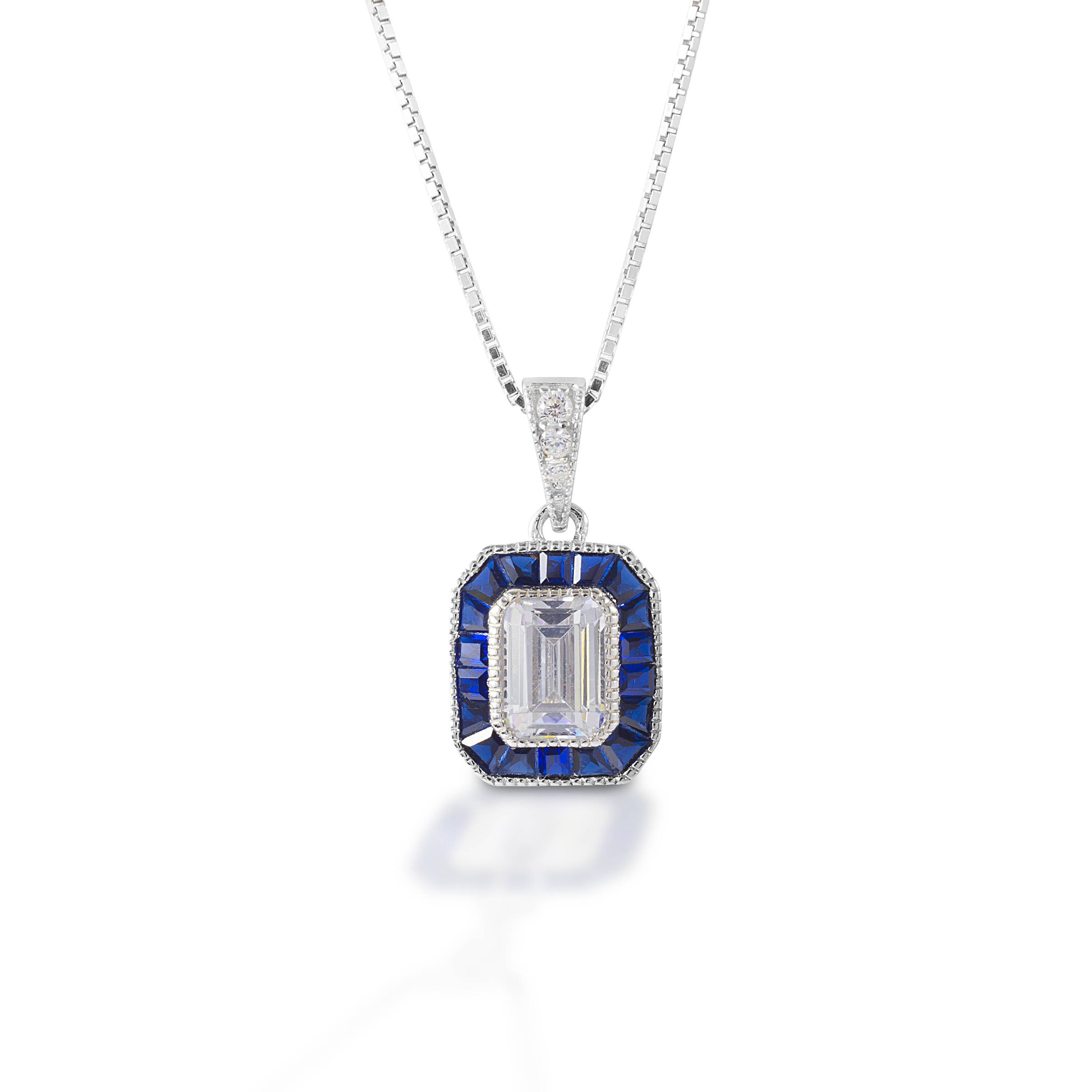 Kelly Herd Asscher Cut-Blue Spinel Pendant