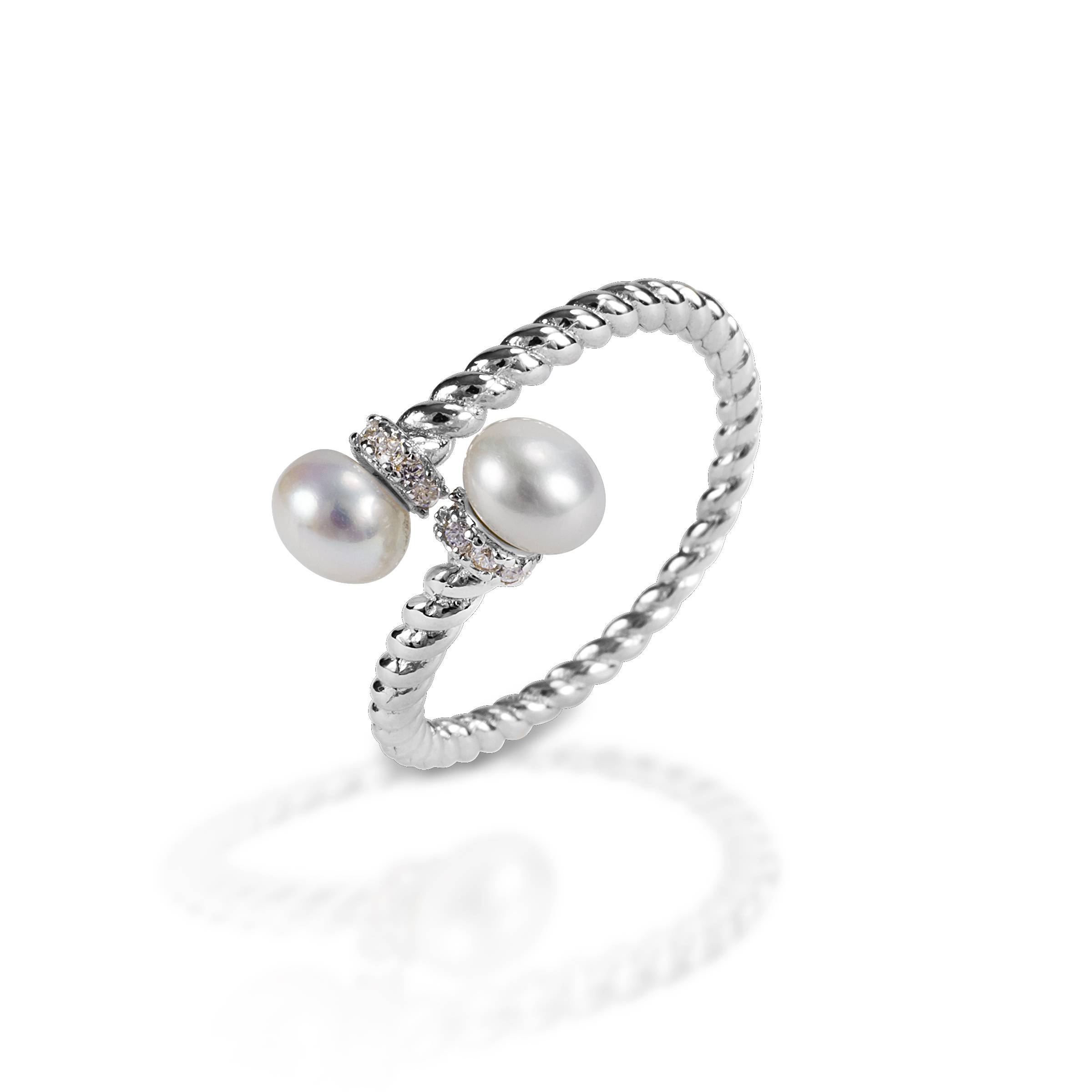 Kelly Herd Double Pearl Wrap Ring - Sterling Silver