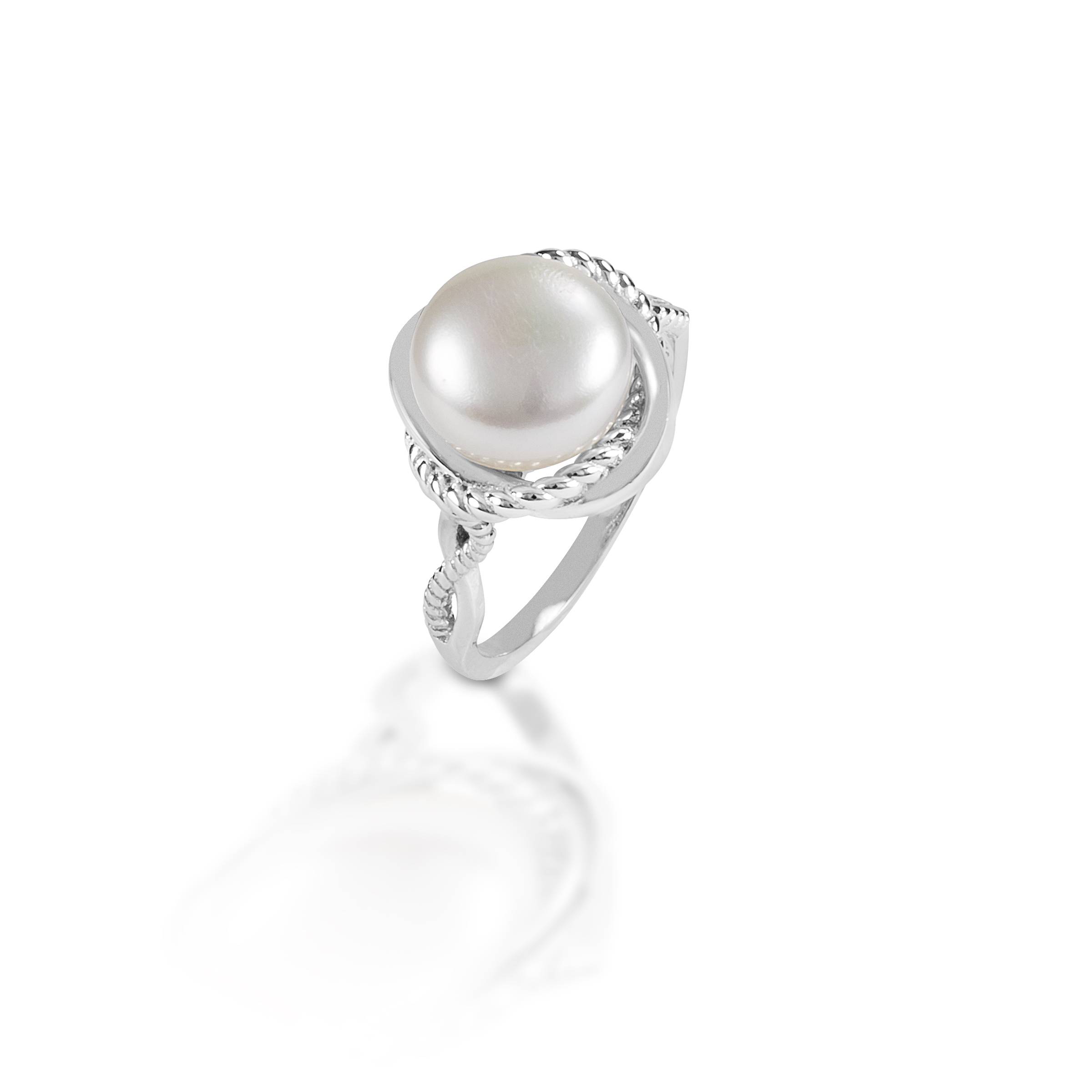 Kelly Herd Twisted Rope Pearl Ring - Sterling Silver