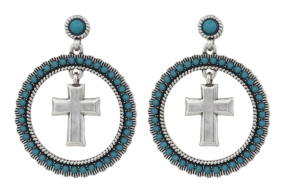 Rock 47 Rocks and Roll Turquoise Halo Earrings