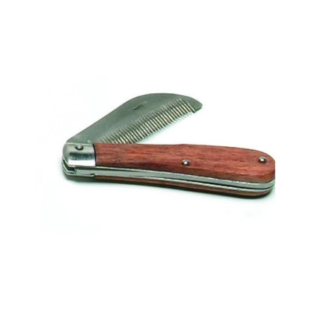 Folding Stripping Comb with Wood Handle