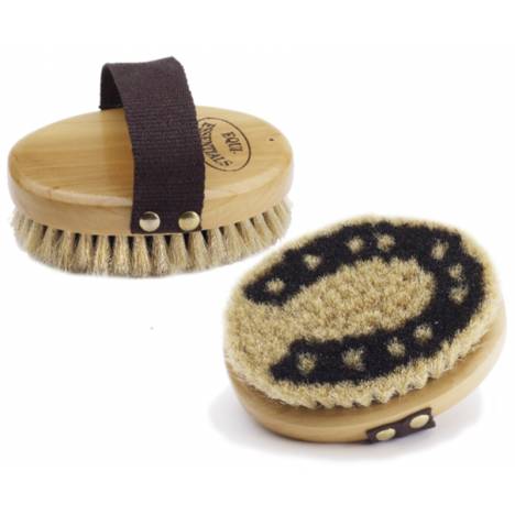 Equi-Essentials Wood Backed Horsehoe Horsehair Body Brush