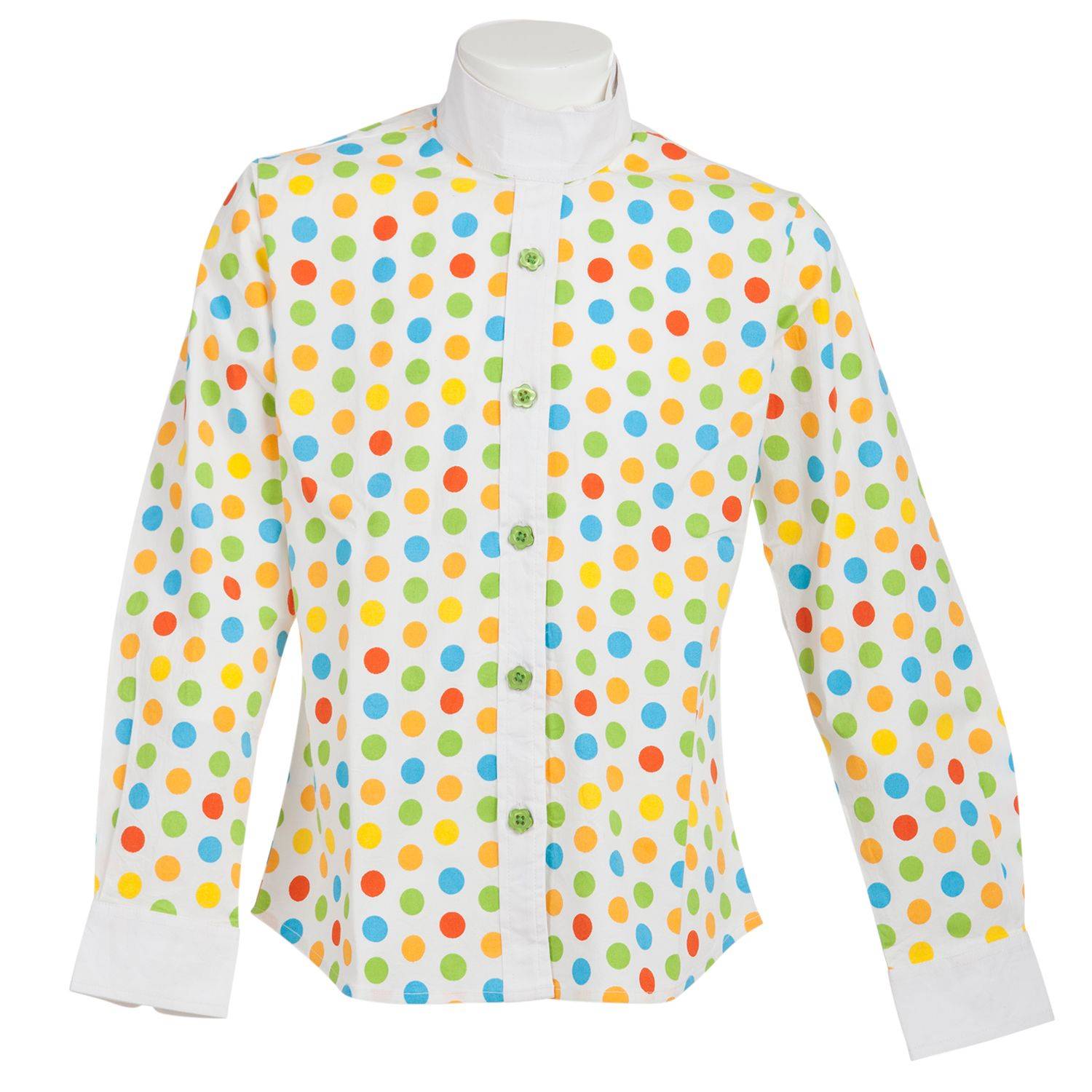 multi colored polka dot shirt