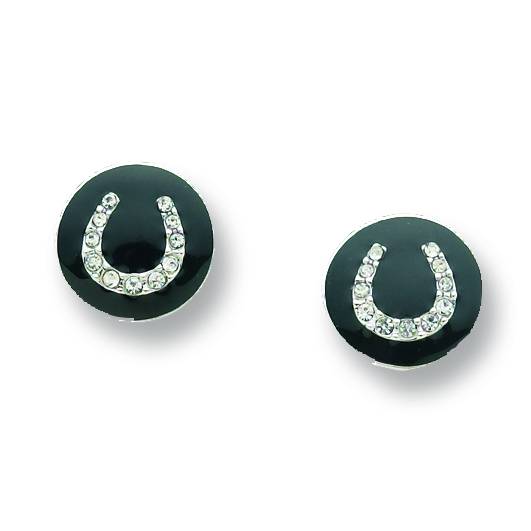 Kelley Black Enamel Horseshoe Post Earrings