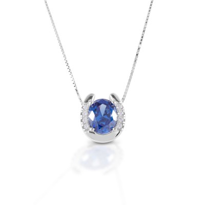 Kelly Herd Blue Stone Horseshoe Necklace - Sterling Silver