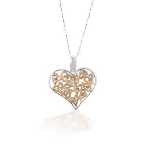 Kelly Herd Clear & Rose Gold Multi-Heart Pendant - Sterling Silver