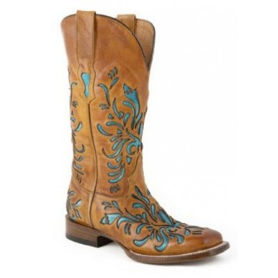 tan square toe boots