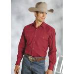 Roper Mens Amarillo Poplin Shirt - Solid Red