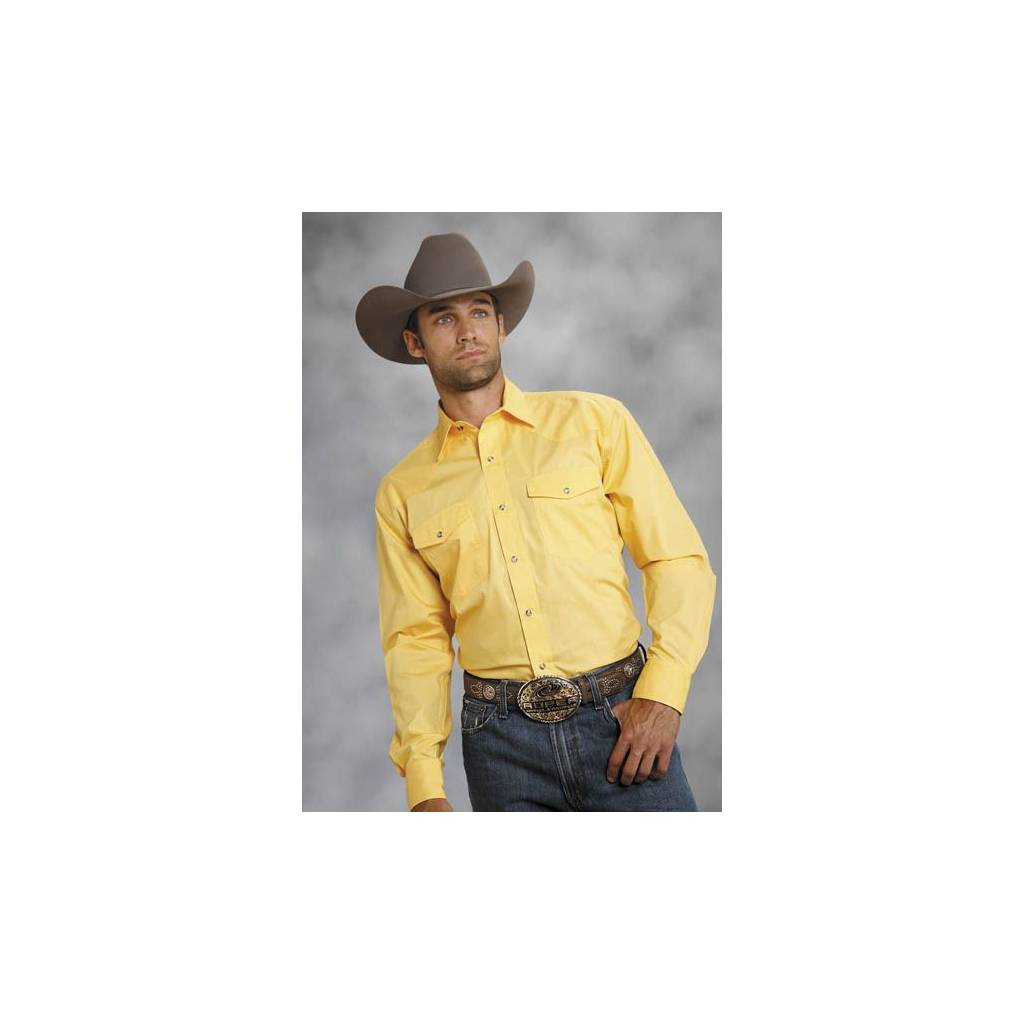 Roper Amarillo Poplin Shirt - Mens, Solid Yellow