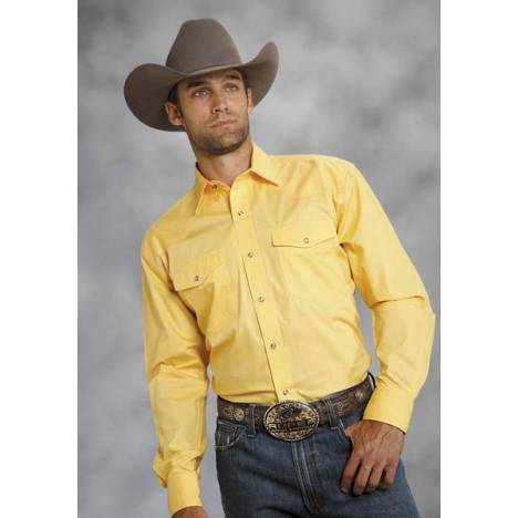 Roper Amarillo Poplin Shirt - Mens, Solid Yellow