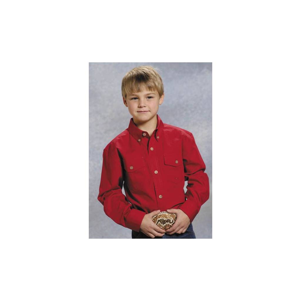 Roper Poplin Western Shirt - Boys, Solid Red