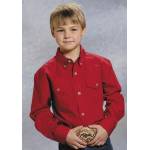 Roper Boys Poplin Western Shirt - Solid Red