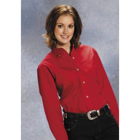 Roper Button Down Collar Western Shirt - Ladies, Red