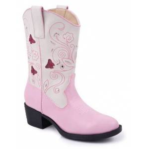 Roper Faux Leather Butterfly Lights Boots - Girls