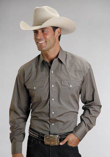 5-749019 Stetson Mens Long Sleeve Cotton Shirt - Brown sku 5-749019