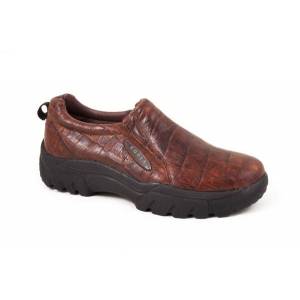 Roper Leather Faux Croc Print Slip On Shoes - Mens, Brown