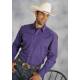 Roper Mens Poplin Shirt Long Sleeve Shirt - Purple