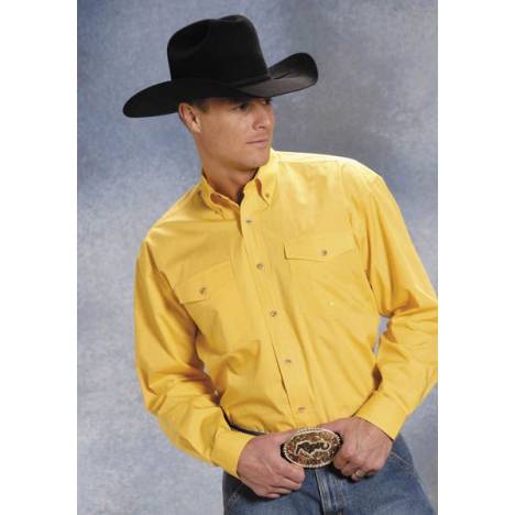 Roper Poplin Button Down - Mens , Long Sleeve, Yellow