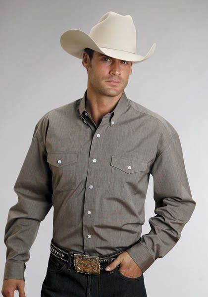 5-749038 Stetson Button Down - Mens, Long Sleeve, Brown sku 5-749038