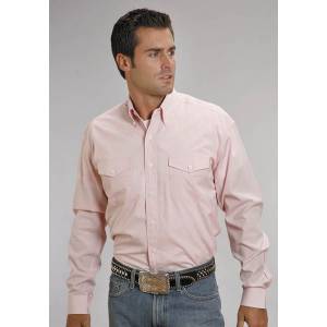 Stetson Mens Button Down Long Sleeve Shirt - Pink